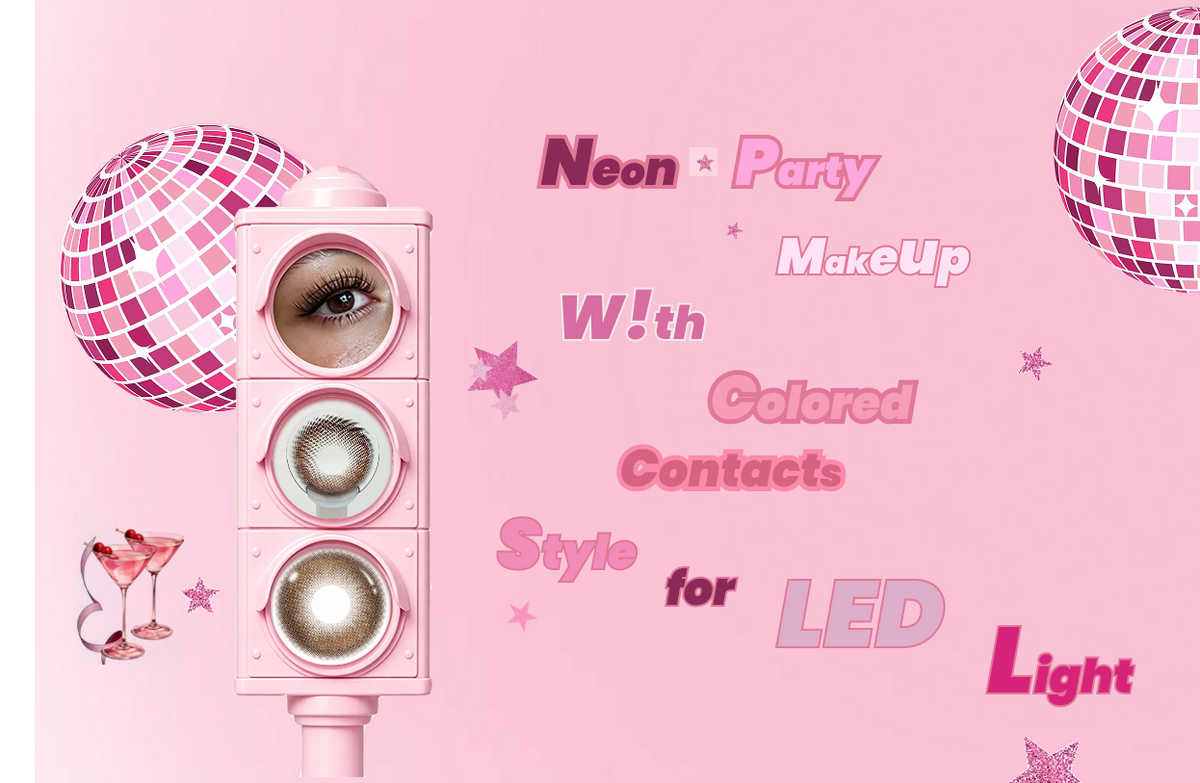 Neon Party Makeup With Colored Contacts: Style for LED Light