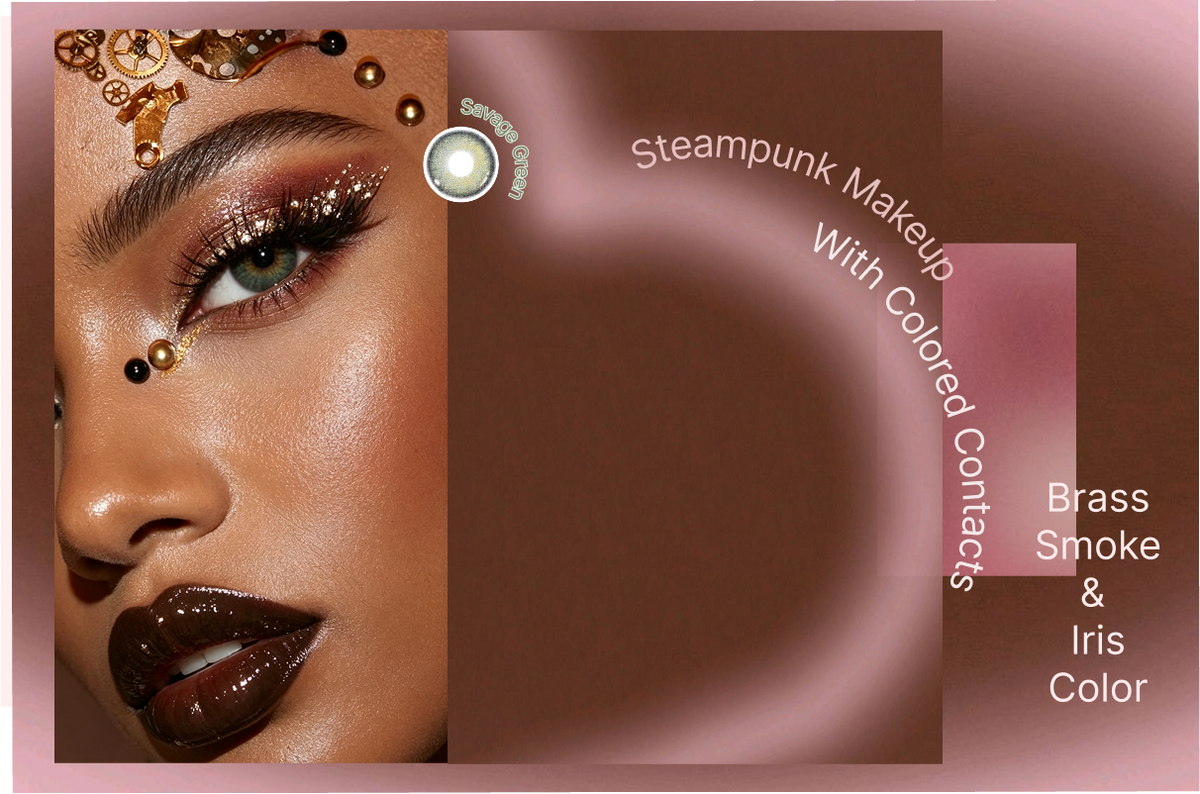 Steampunk Makeup With Colored Contacts: Brass, Smoke and Iris Color